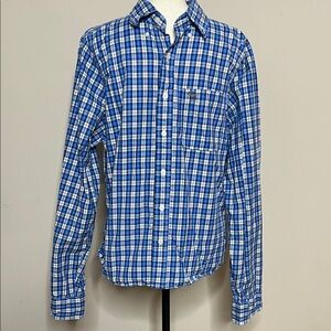 Abercrombie & Fitch Men's Blue and White Plaid Shirt